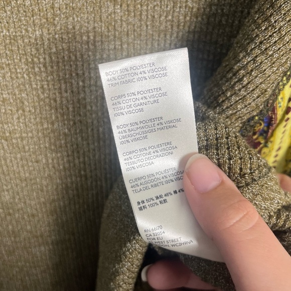 We the Free Top Womens small Green Blouson Sleeve Waffle Oversized - Picture 6 of 8